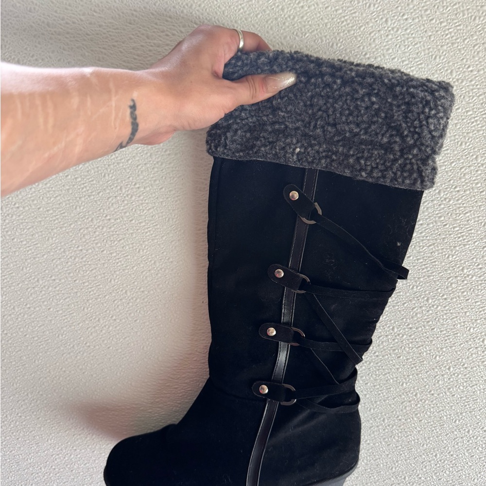 SHEIN Black and Gray Winter Boots